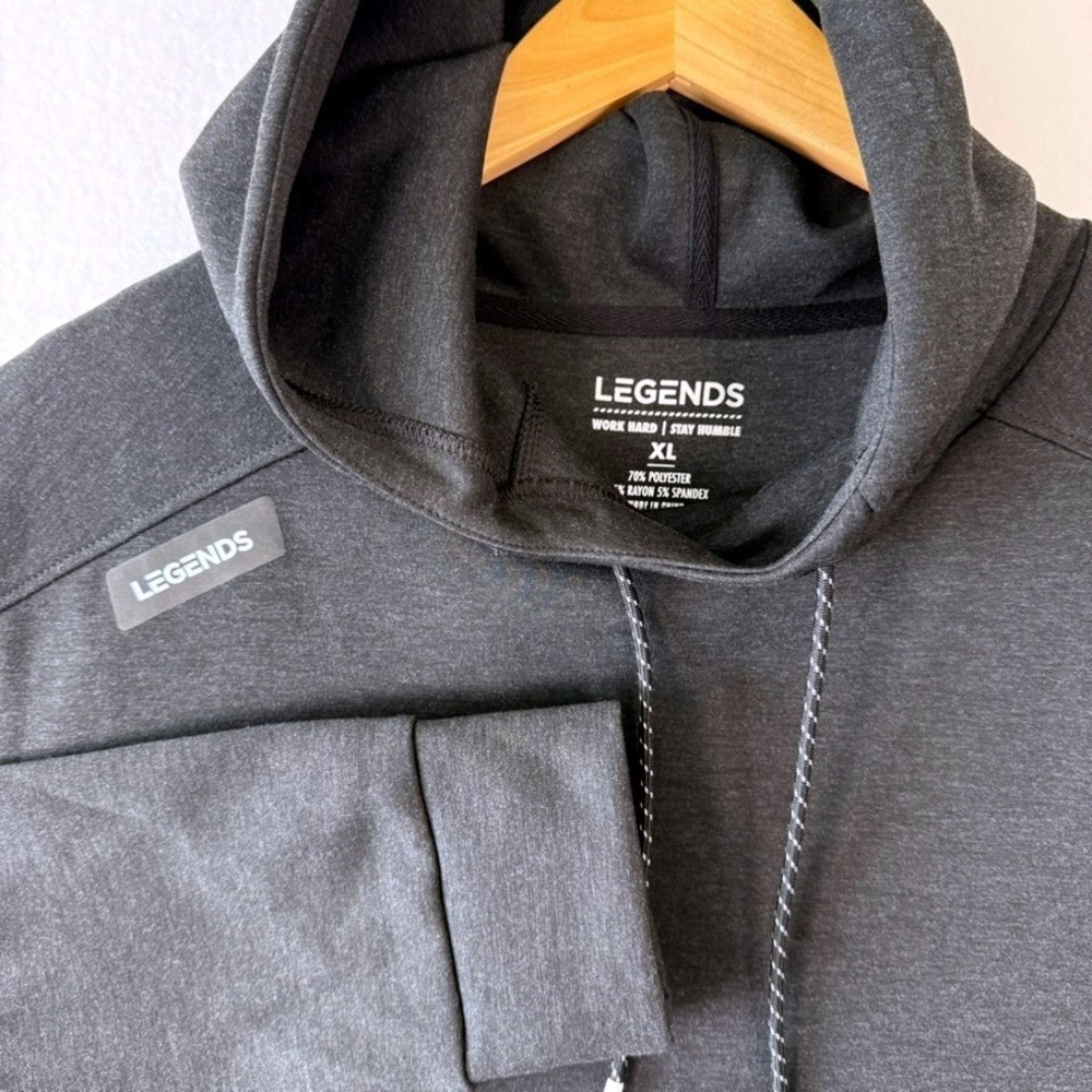 Legends Mens XL Hawthorne Tech Athletic Pullover Hoodie Charcoal Gray Black